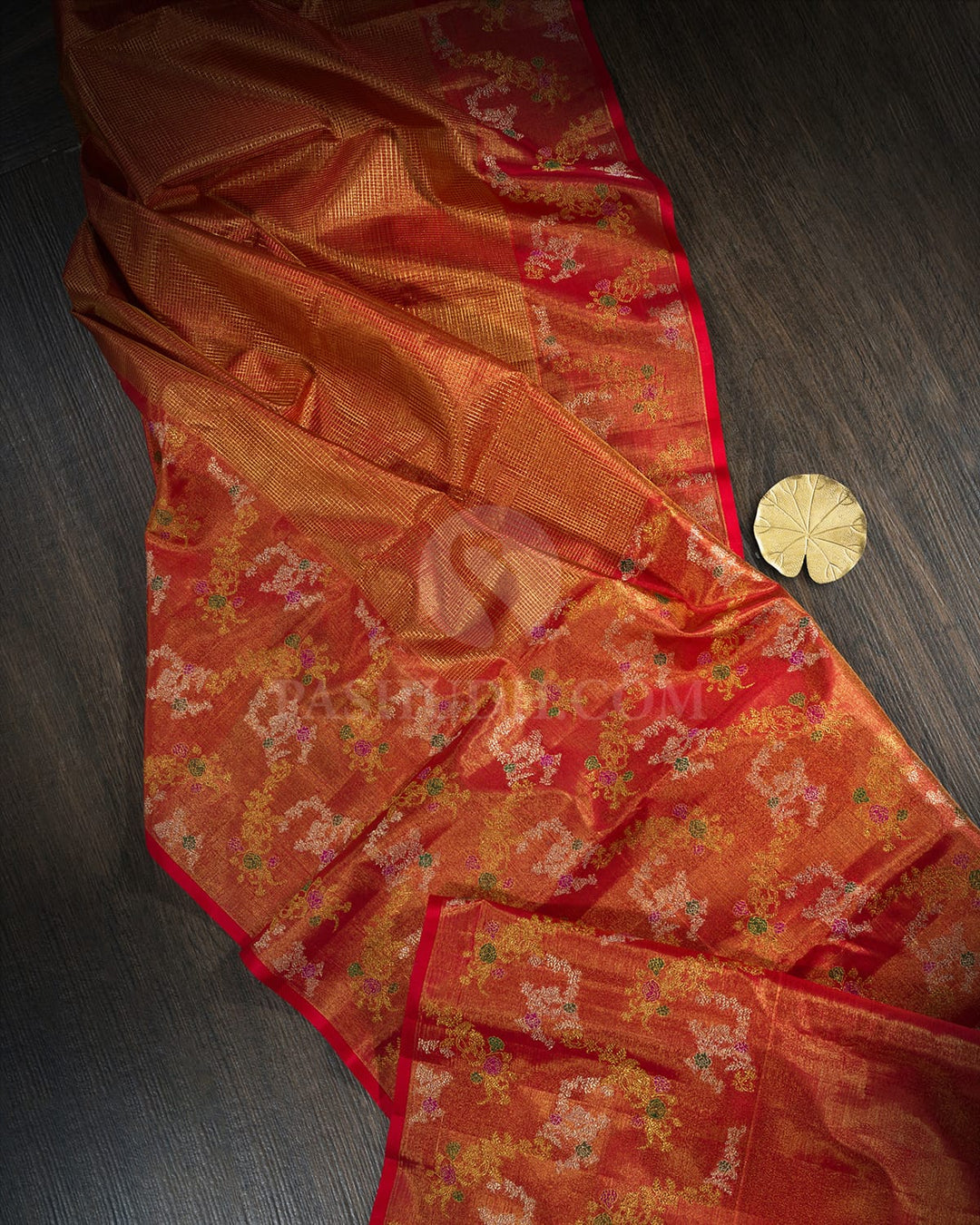 Bright Red Meenakari Semi Tissue Kanjivaram Silk Saree-S1795(A)