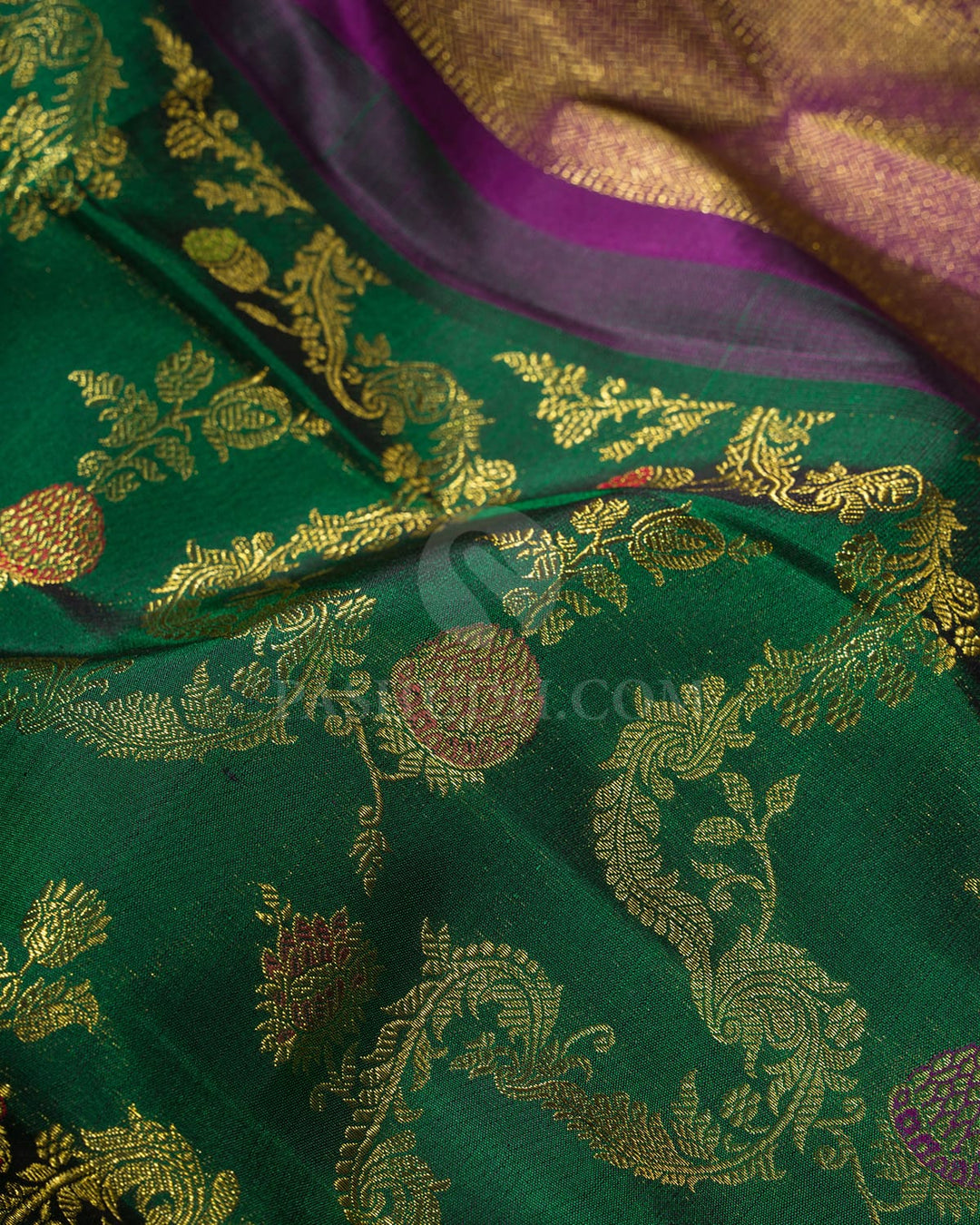 Dual Shaded Bottle Green Kanjivaram Silk Saree-S1488(E)