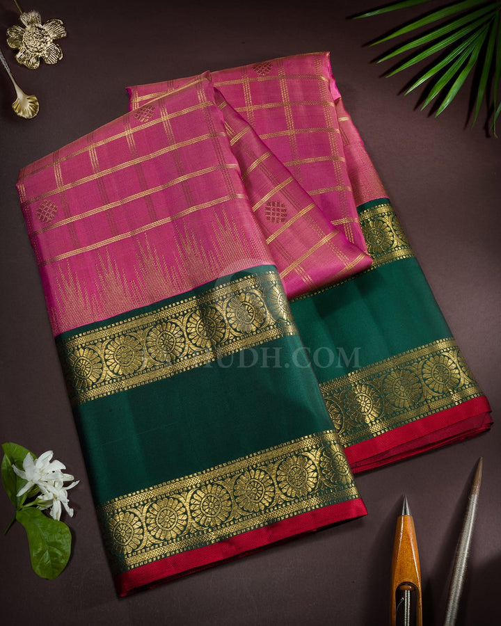 Dual Shaded Onion Pink Kanjivaram Silk Saree-S1748(D)
