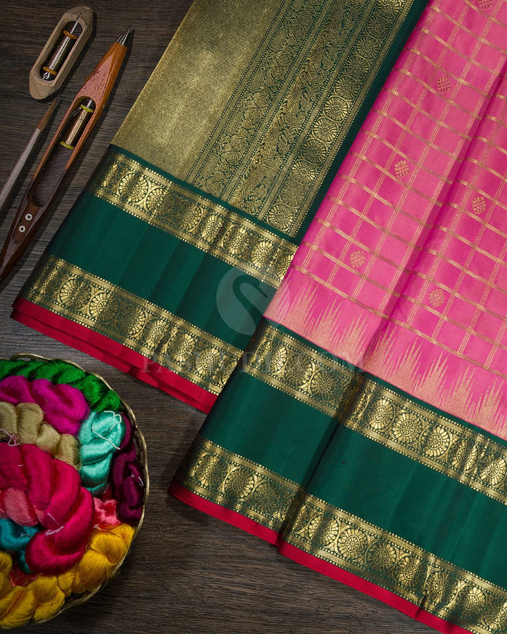 Dual Shaded Onion Pink Kanjivaram Silk Saree-S1748(D)