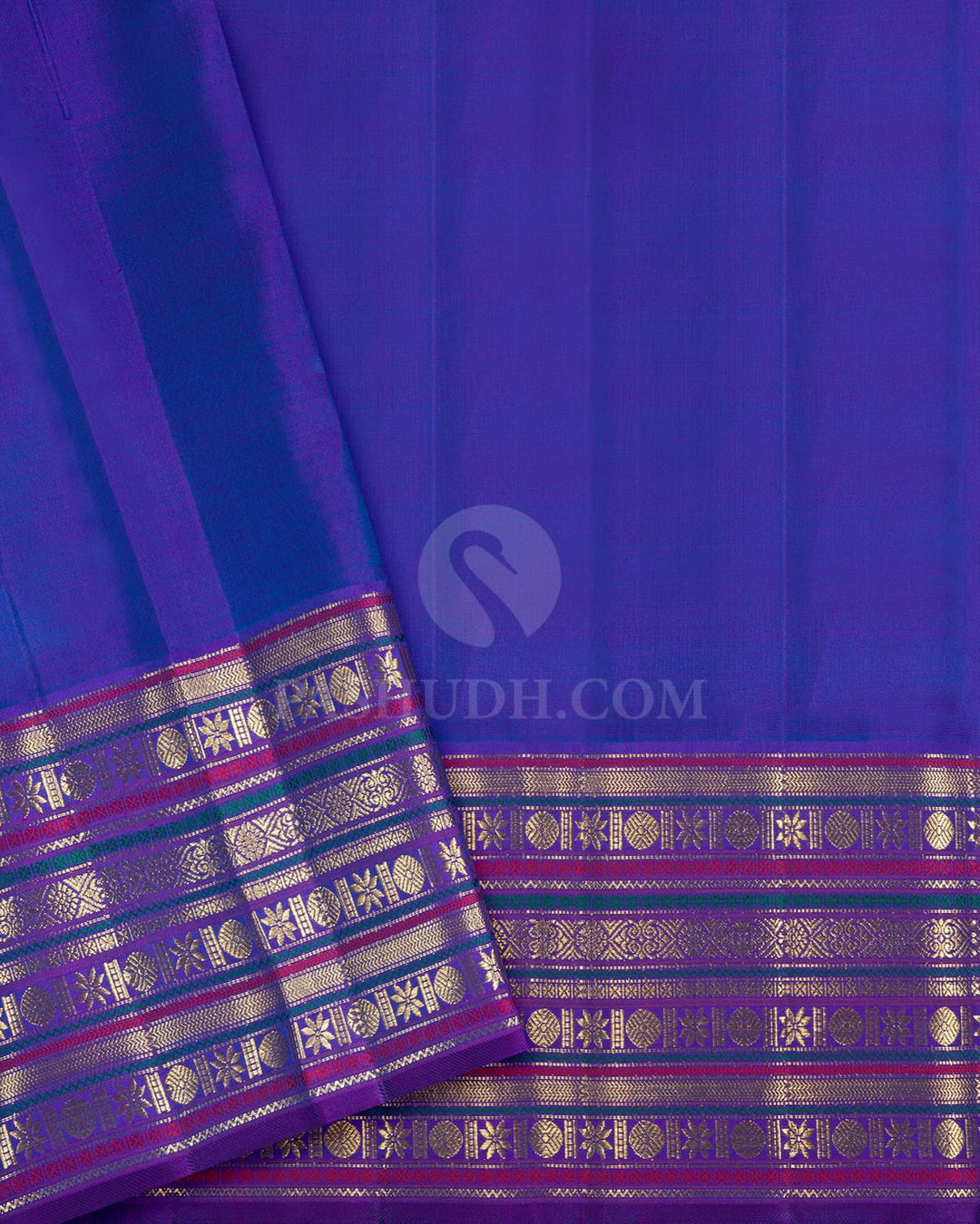 Dual Shaded Peacock Blue Kanjivaram Silk Saree-S1062(R)