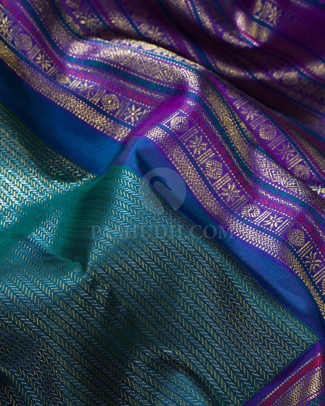 Dual Shaded Peacock Blue Kanjivaram Silk Saree-S1062(R)