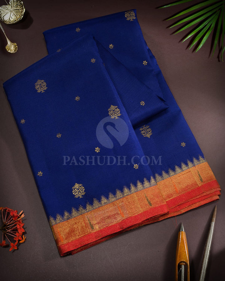 Ink Blue Paithani Kanjivaram Silk Saree-S1723(C)