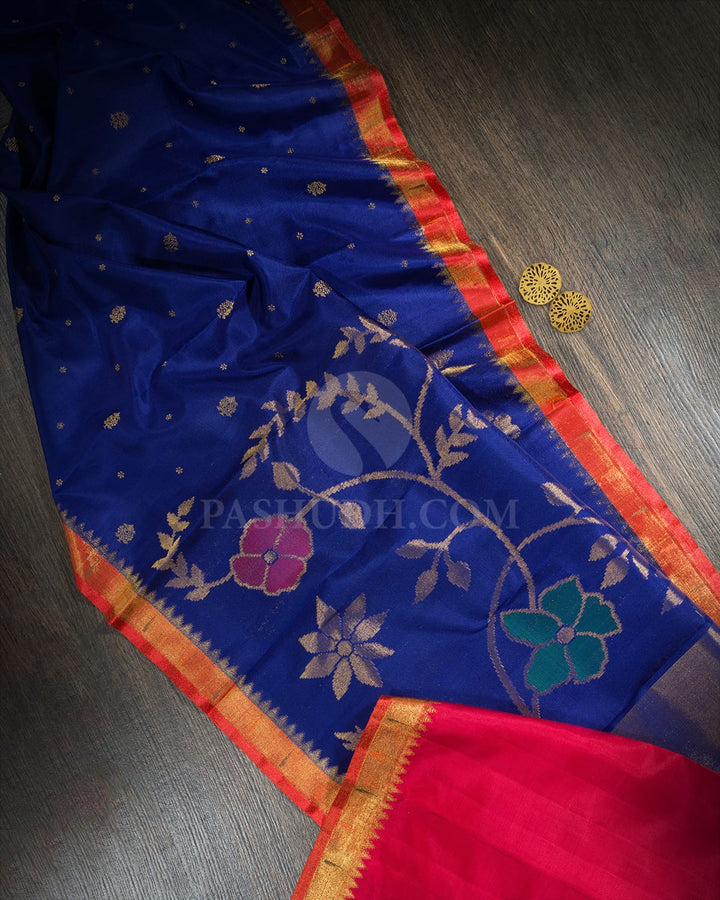 Ink Blue Paithani Kanjivaram Silk Saree-S1723(C)