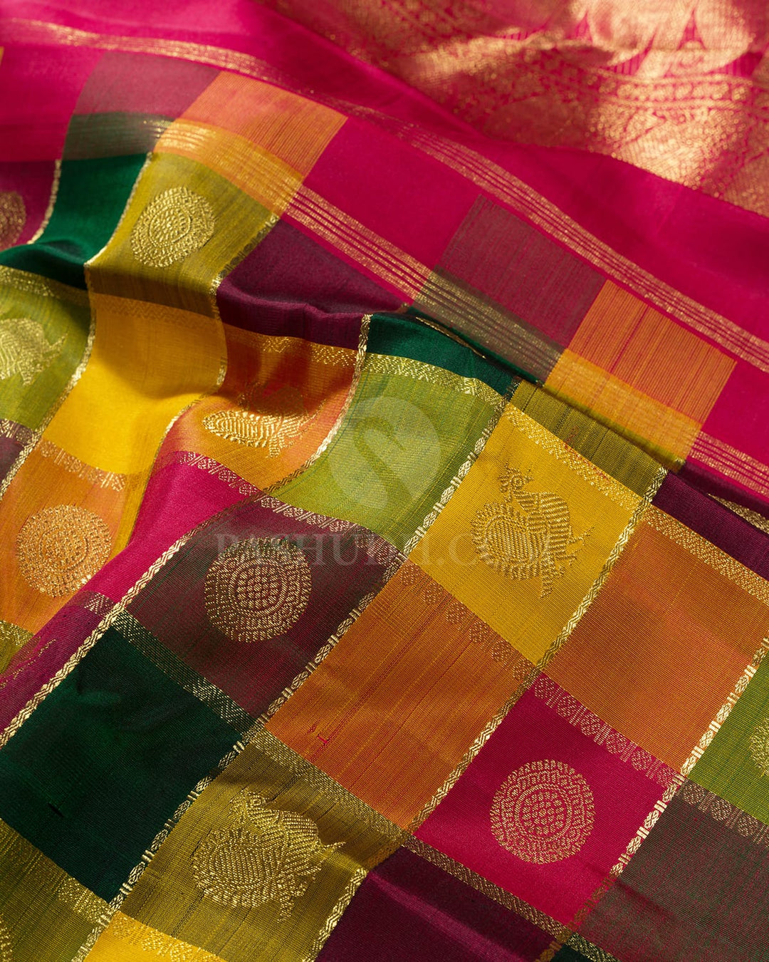 Multicolor Paalum Pazhamum Pure Zari Kanjivaram Silk Saree-SP459