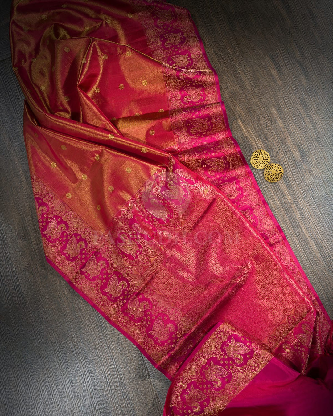 Rose Red Silk Shimmer Kanjivaram Silk Saree-S1751(B)