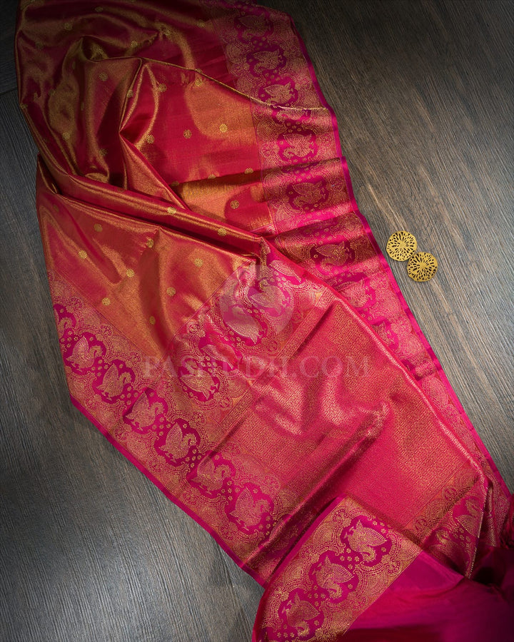 Rose Red Silk Shimmer Kanjivaram Silk Saree-S1751(B)