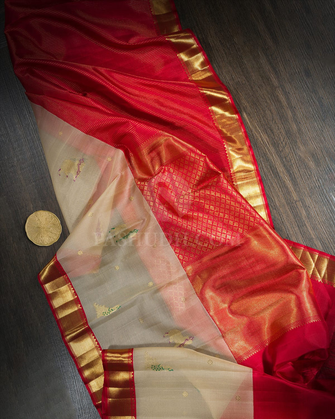 Bright Red Pichwai Kanjivaram Silk Saree-S1782(B)