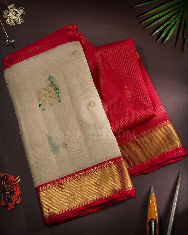 Bright Red Pichwai Kanjivaram Silk Saree-S1782(B)