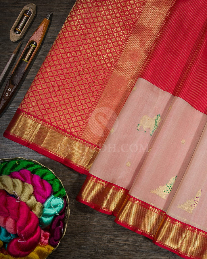 Bright Red Pichwai Kanjivaram Silk Saree-S1782(B)