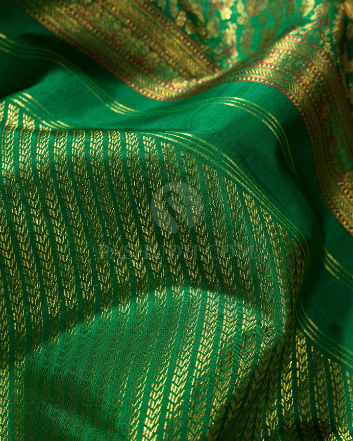 Leaf Green Meenakari Border Kanjivaram Silk Saree-S1818(A)