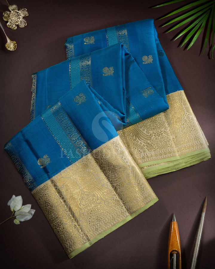 Peacock Blue Kanjivaram Silk Saree-S1811(A)