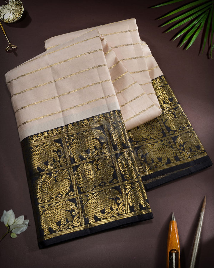 Cream Kanjivaram Silk Saree-SP461