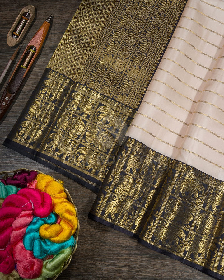 Cream Kanjivaram Silk Saree-SP461