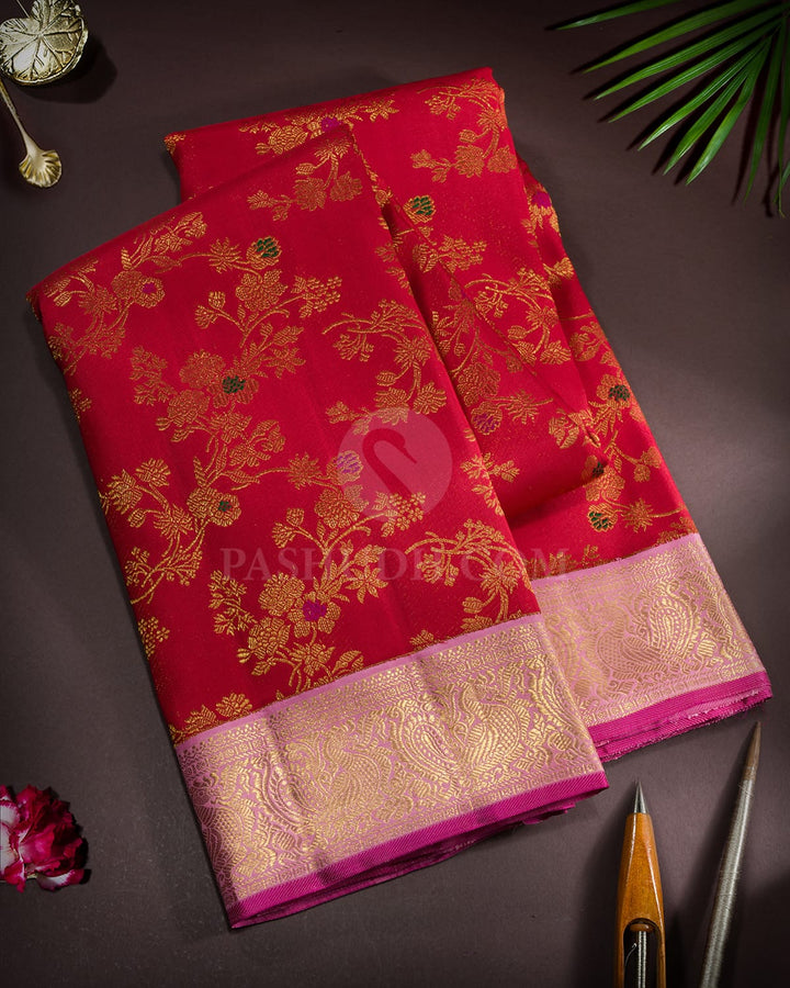 Bright Red Meenakari Kanjivaram Silk Saree-S1791(A)