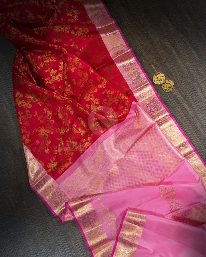 Bright Red Meenakari Kanjivaram Silk Saree-S1791(A)