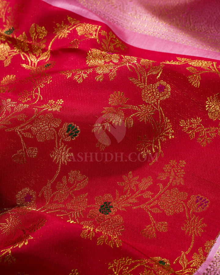 Bright Red Meenakari Kanjivaram Silk Saree-S1791(A)