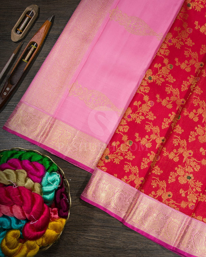 Bright Red Meenakari Kanjivaram Silk Saree-S1791(A)