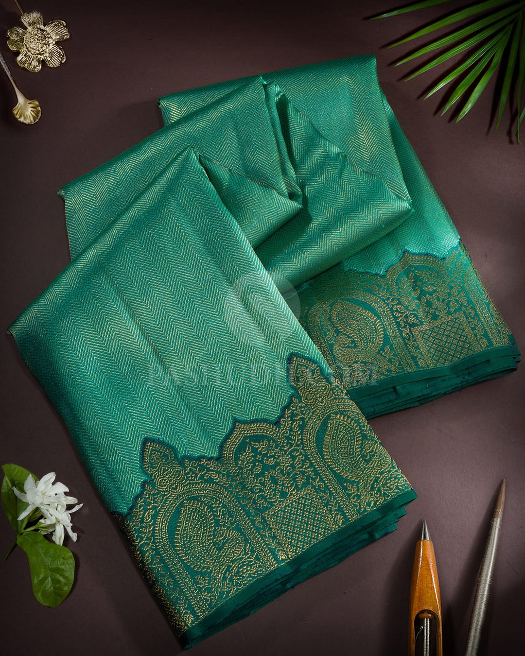 Jade Green Kanjivaram Silk Saree-S1570(B)