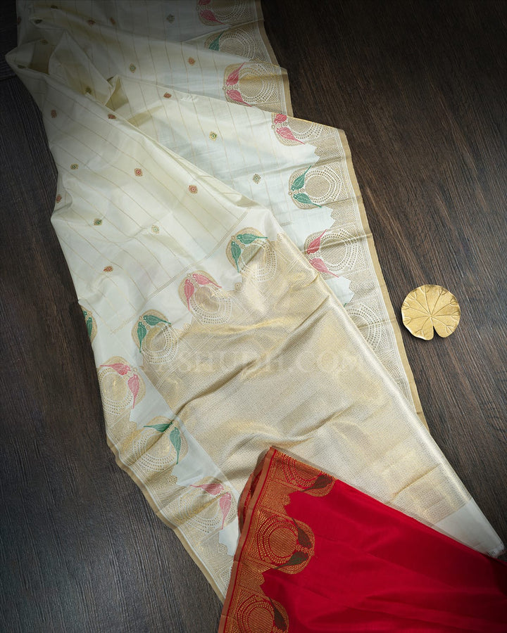 White Meenakari Border Kanjivaram Silk Saree-S1799(A)