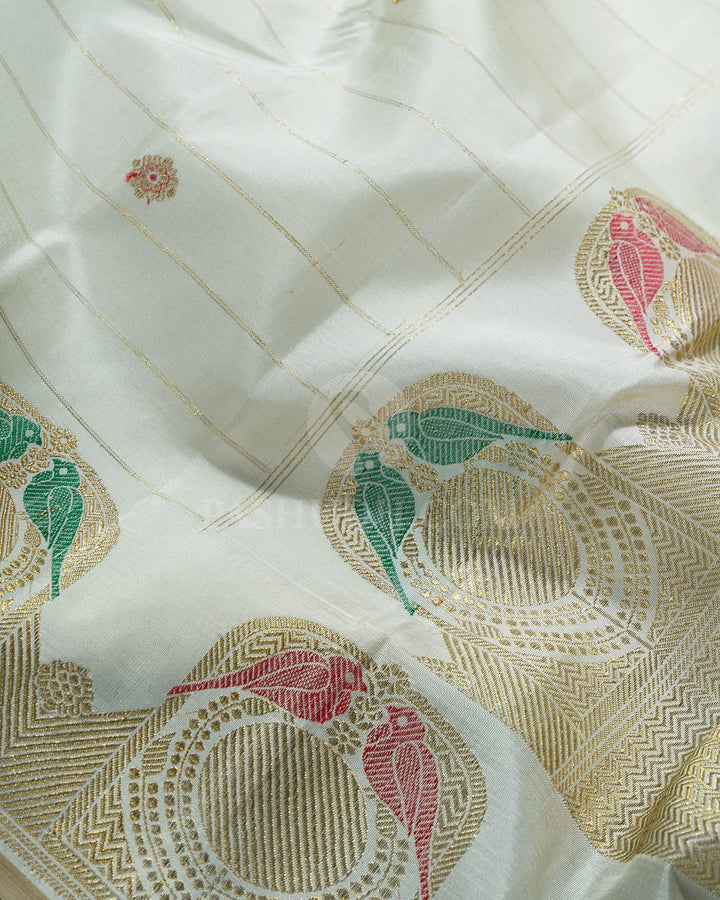White Meenakari Border Kanjivaram Silk Saree-S1799(A)
