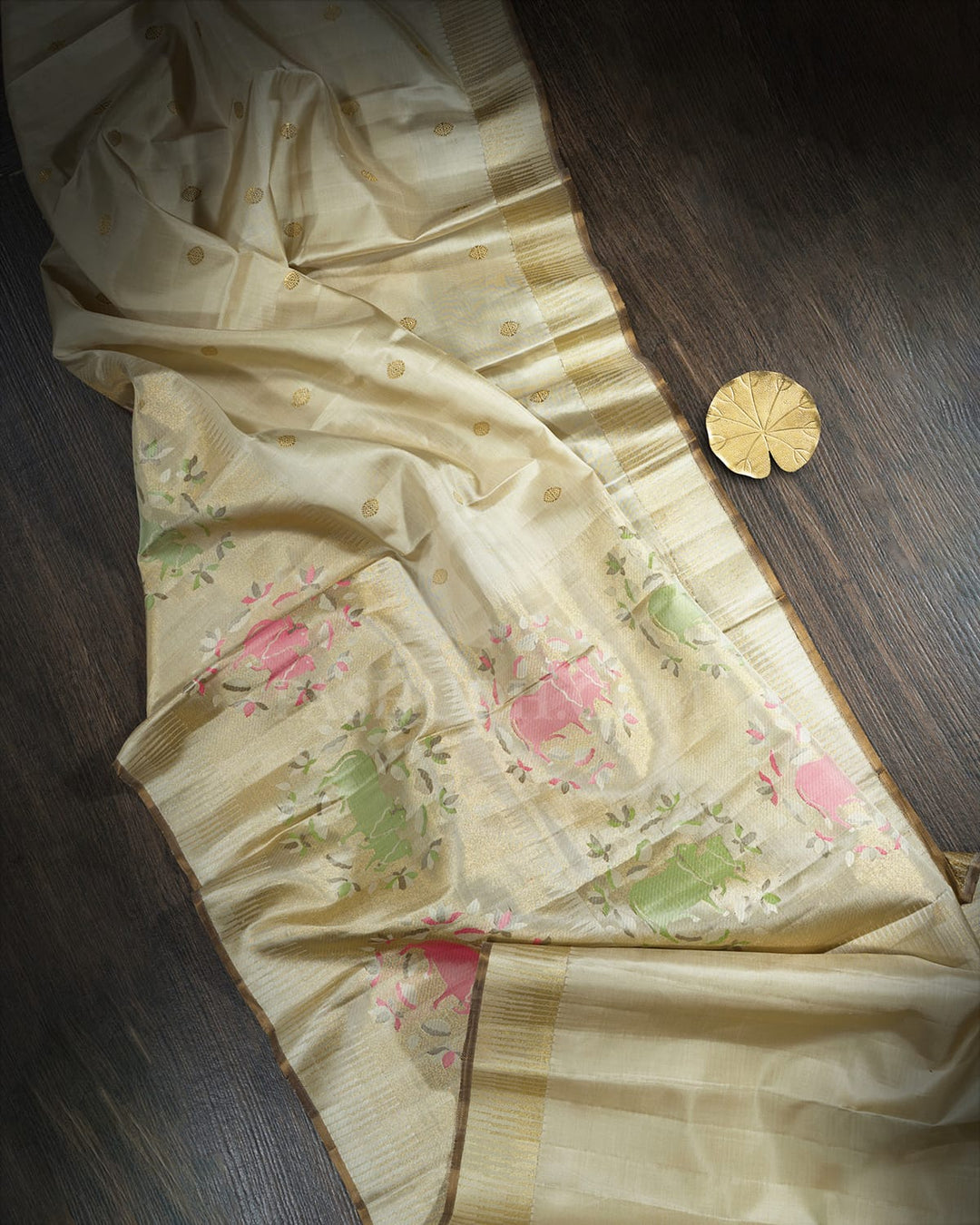 Beige Pichwai Meenakari Kanjivaram Silk Saree-S1733(B)