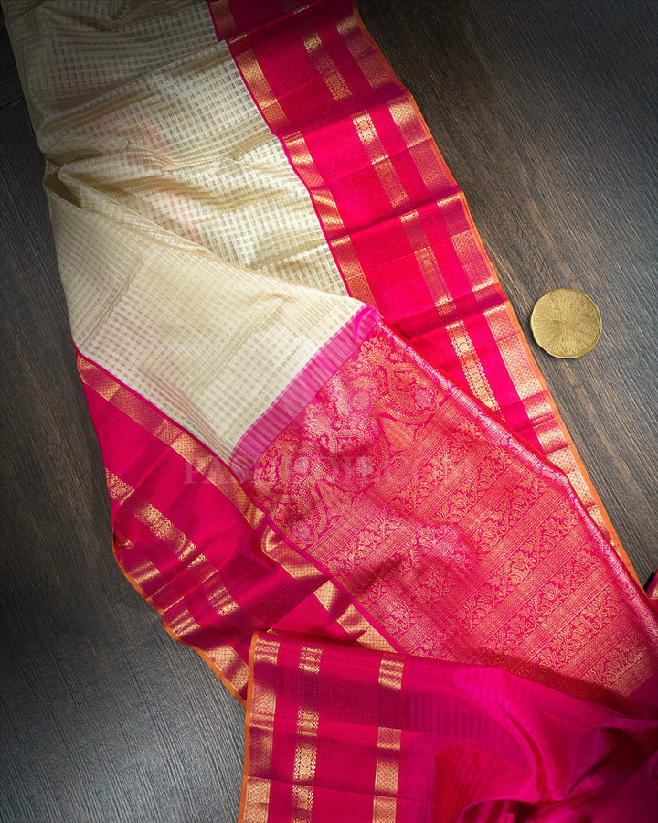 Half White Organza Kanjivaram Silk Saree-S1797(A)