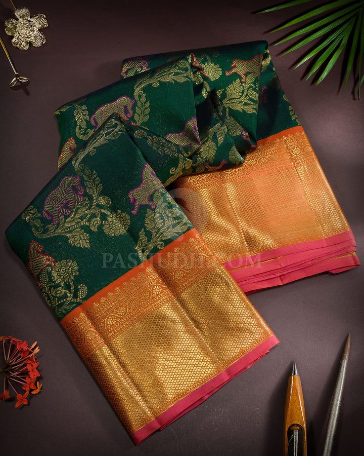 Bottle Green Kanjivaram Silk Saree-S1792(A)