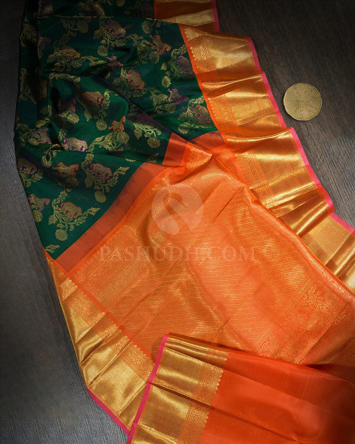 Bottle Green Kanjivaram Silk Saree-S1792(A)