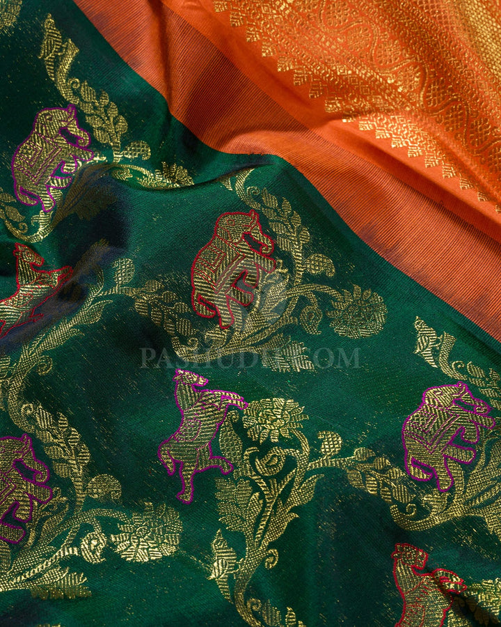Bottle Green Kanjivaram Silk Saree-S1792(A)