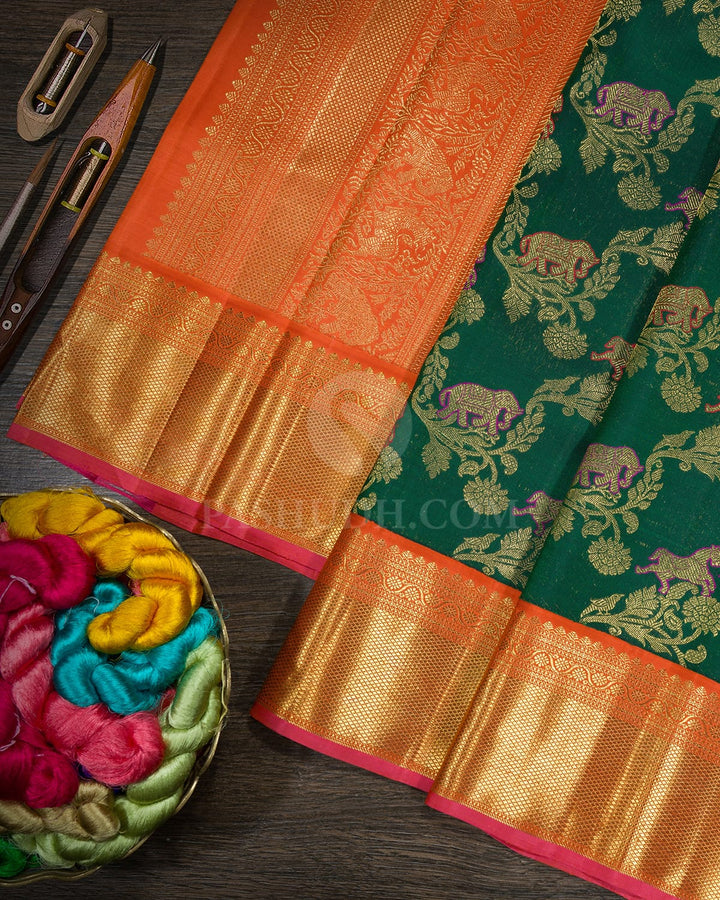 Bottle Green Kanjivaram Silk Saree-S1792(A)