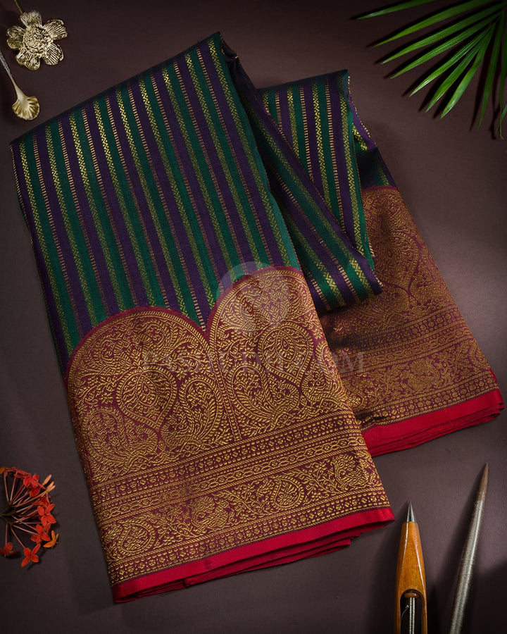 Dark Plum Traditional Kanjivaram Silk Saree-S1517(H)