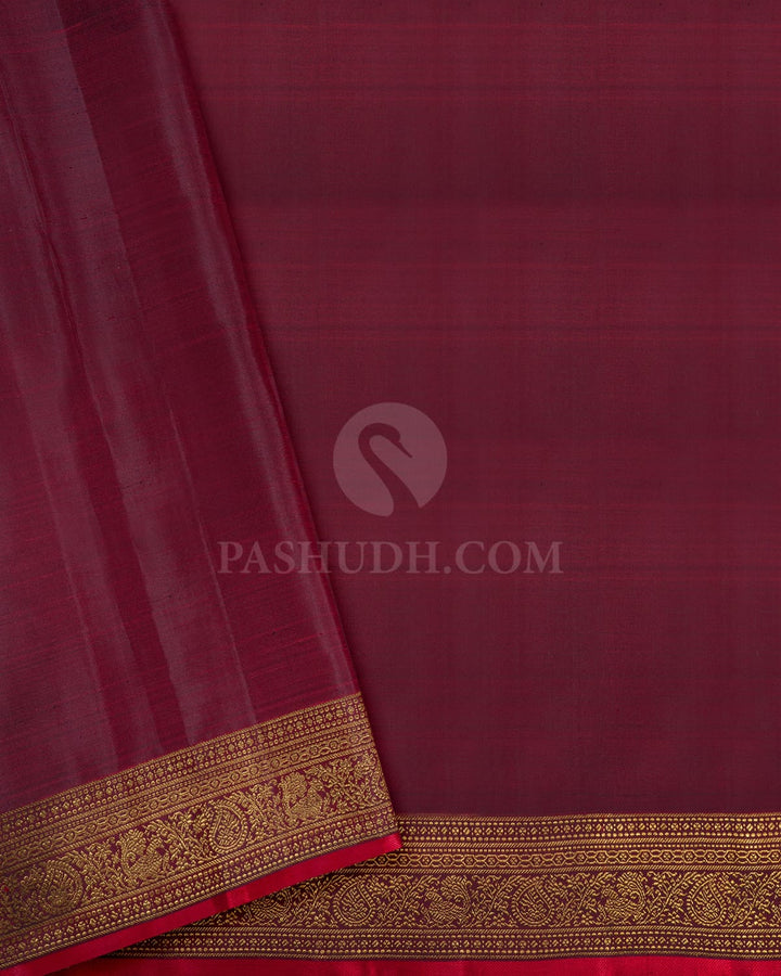 Dark Plum Traditional Kanjivaram Silk Saree-S1517(H)