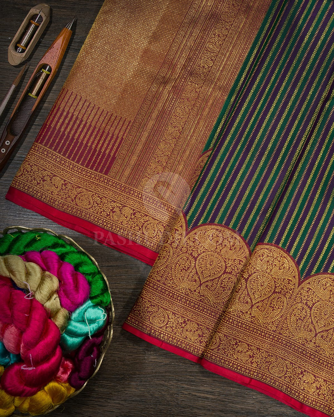Dark Plum Traditional Kanjivaram Silk Saree-S1517(H)