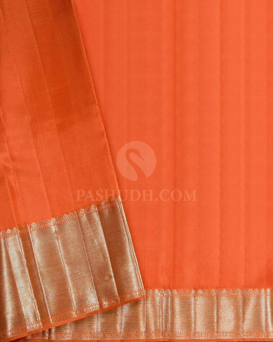 Rust Orange Organza Shimmer Kanjivaram Silk Saree-S1096(G)