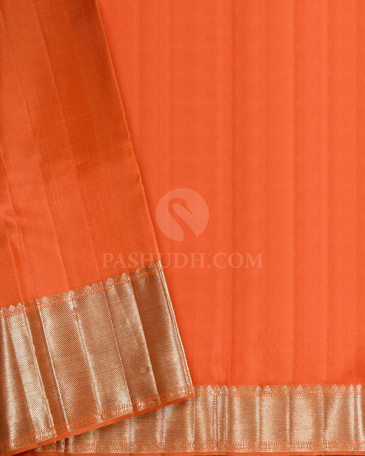 Rust Orange Organza Shimmer Kanjivaram Silk Saree-S1096(G)