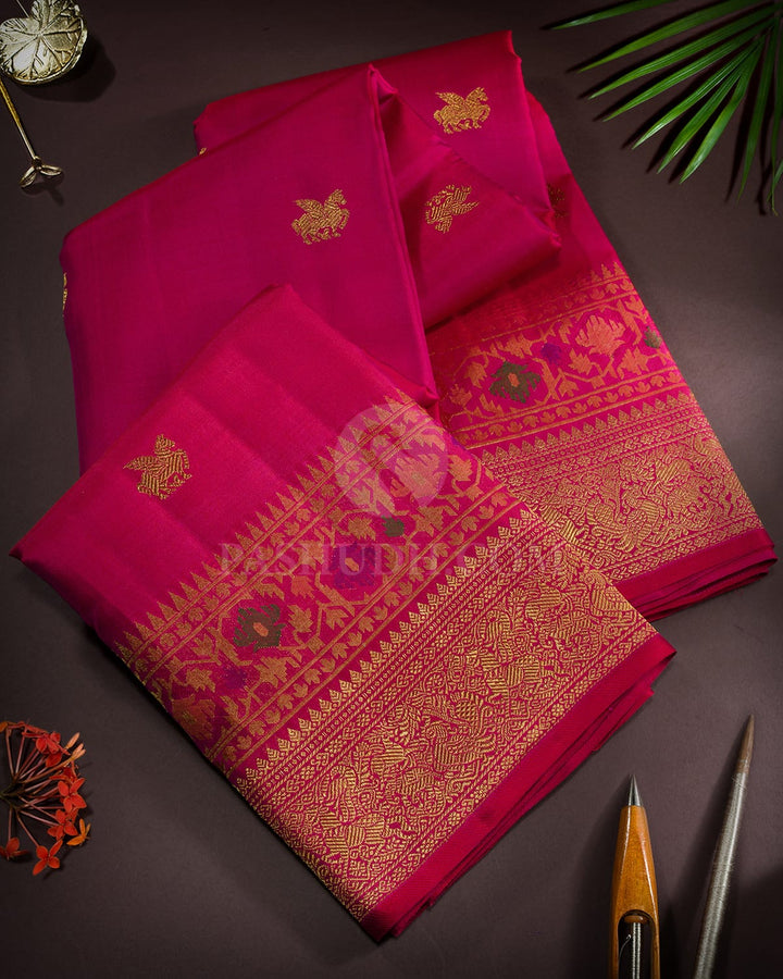 Cherry Red Paithani Meenakari Kanjivaram Silk Saree-S1809(A)