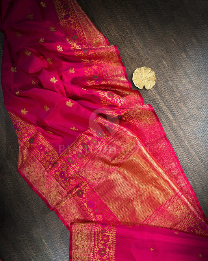 Cherry Red Paithani Meenakari Kanjivaram Silk Saree-S1809(A)