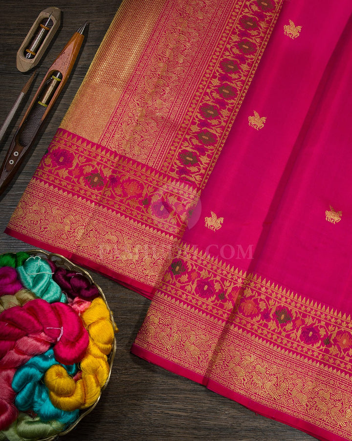 Cherry Red Paithani Meenakari Kanjivaram Silk Saree-S1809(A)