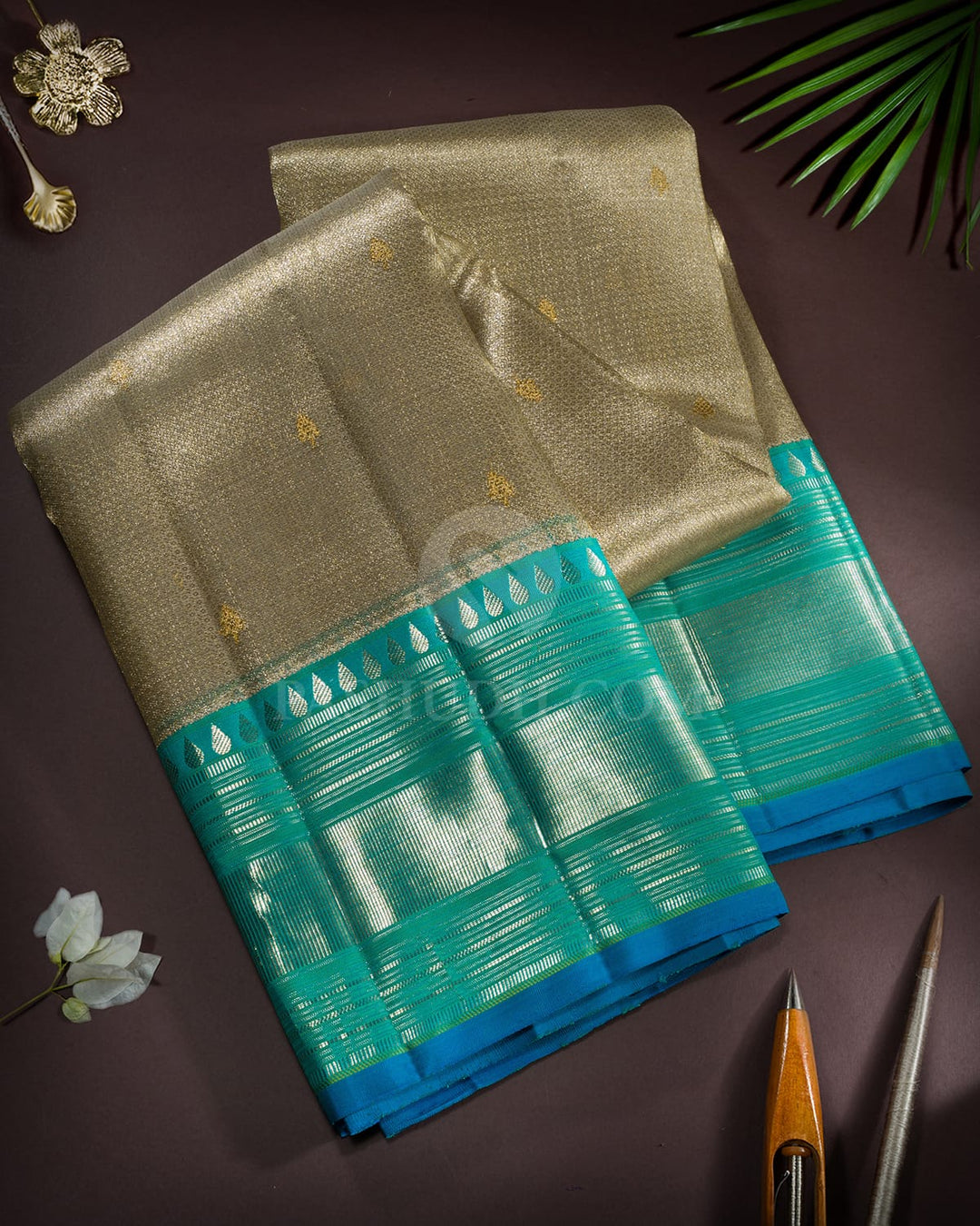 Gold And Silver Organza Shimmer Kanjivaram Silk Saree-S1804(A)