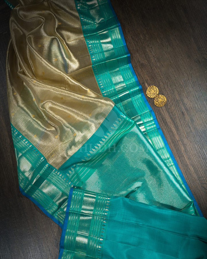 Gold And Silver Organza Shimmer Kanjivaram Silk Saree-S1804(A)