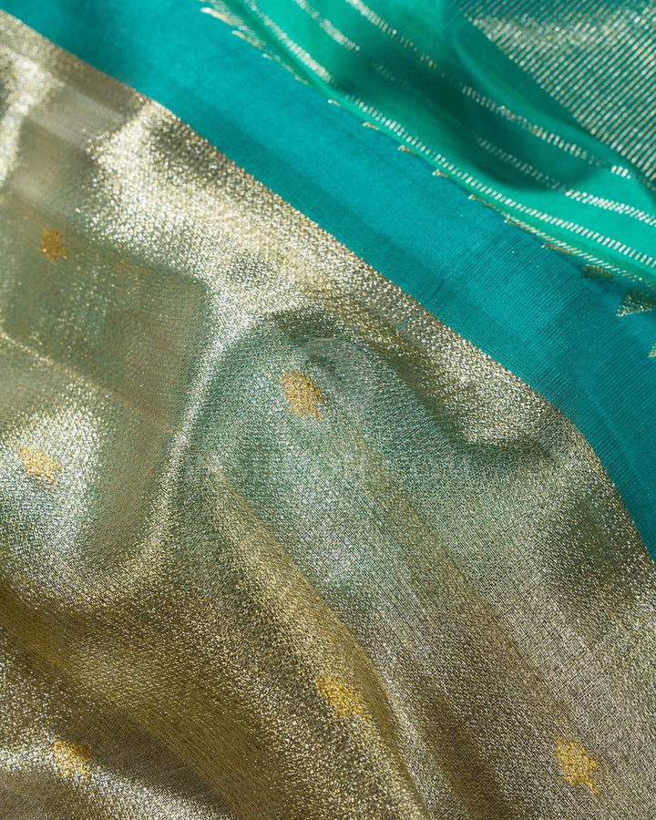 Gold And Silver Organza Shimmer Kanjivaram Silk Saree-S1804(A)