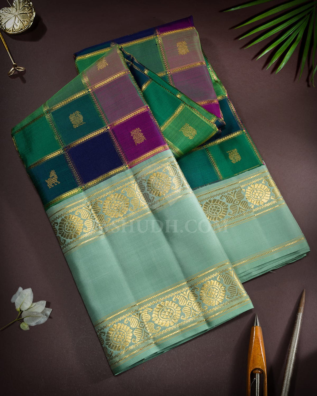 Multicolored Kanjivaram Silk Saree-S1587(F)