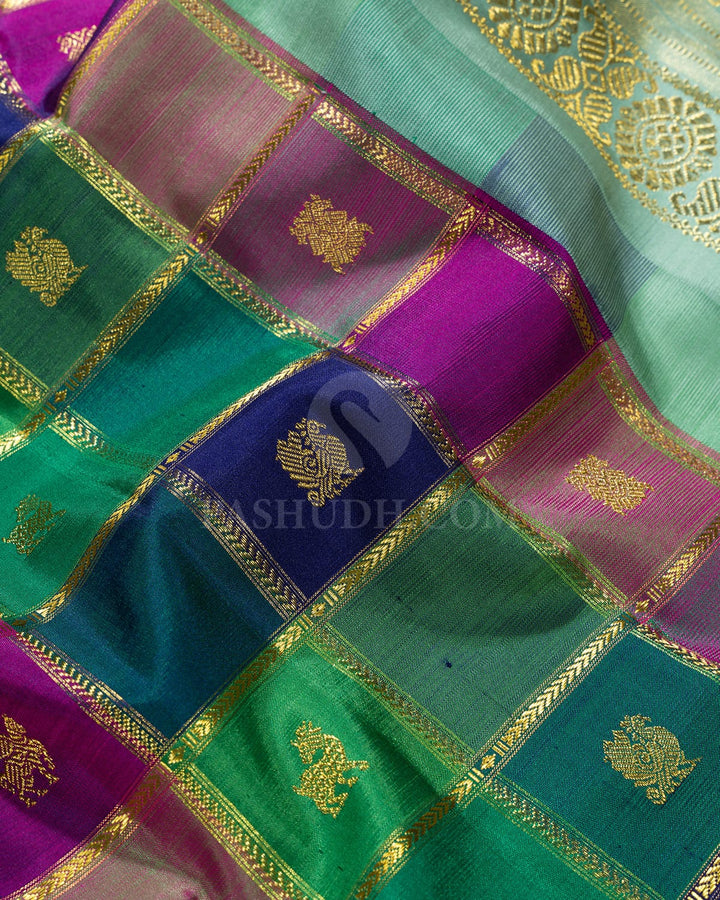 Multicolored Kanjivaram Silk Saree-S1587(F)
