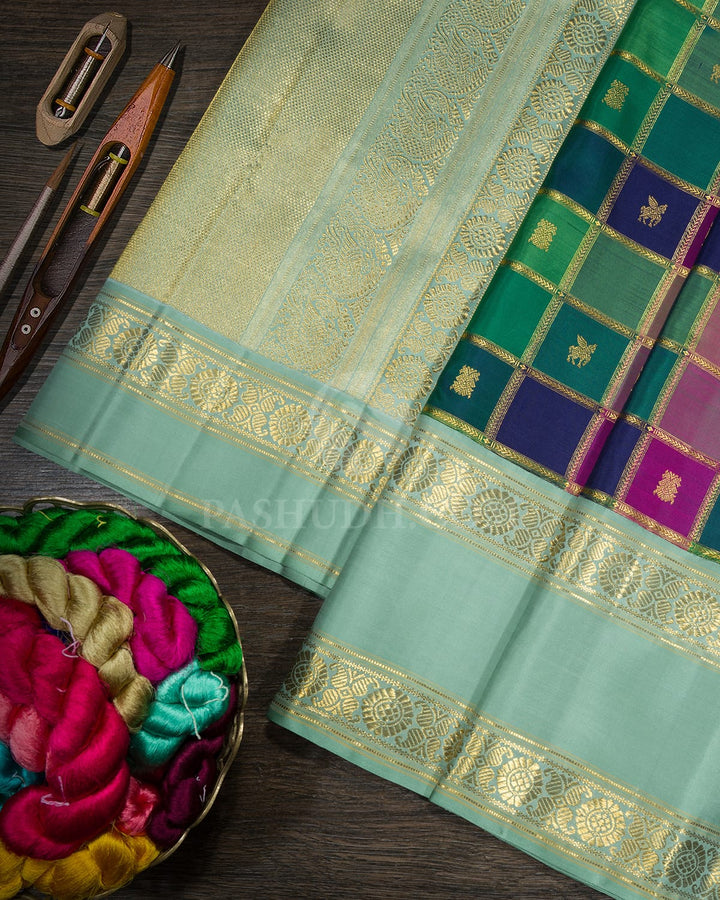 Multicolored Kanjivaram Silk Saree-S1587(F)
