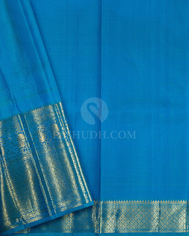 Dual Shaded Peacock Blue Traditional Kanjivaram Silk Saree-S1533(C)