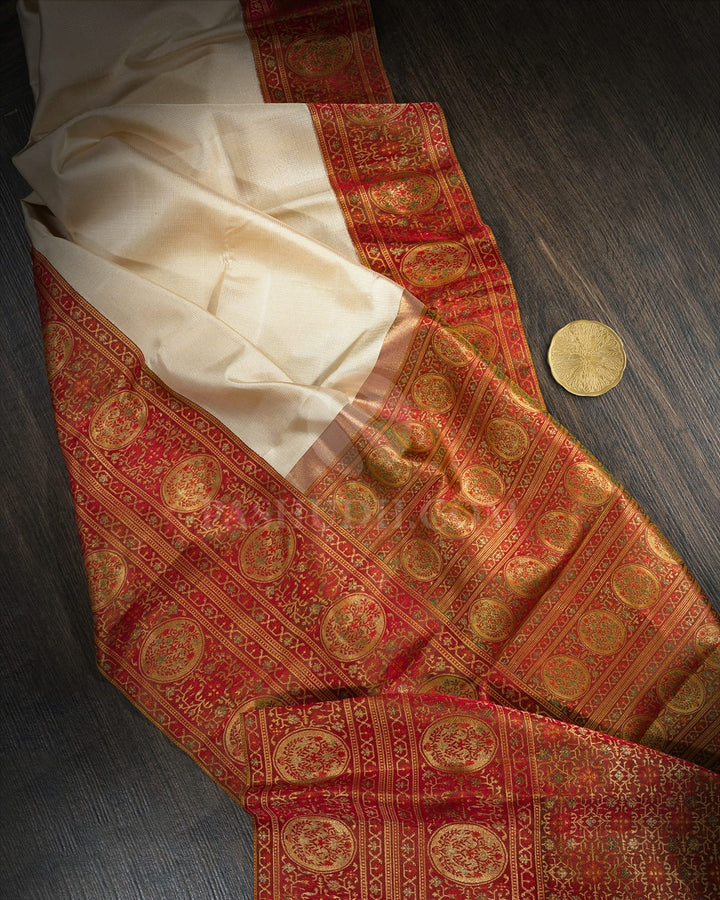 Cream Antique Border Kanjivaram Silk Saree-S1803(A)