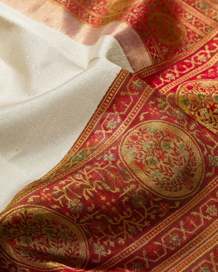Cream Antique Border Kanjivaram Silk Saree-S1803(A)