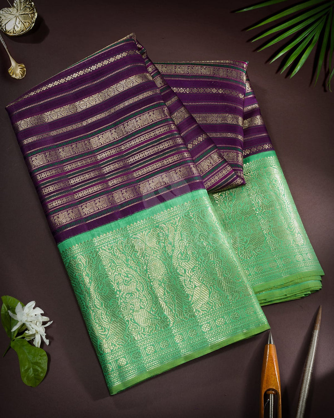 Eggplant Purple Kanjivaram Silk Saree-S1203(G)