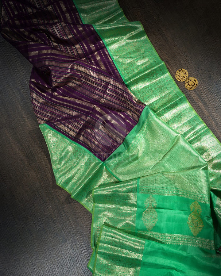 Eggplant Purple Kanjivaram Silk Saree-S1203(G)